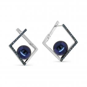 Серьги из белого золота KABAROVSKY K12-11700-2600 с бриллиантом и жемчугом K12-11700-2600 фото