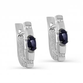 Серьги из белого золота KABAROVSKY K12-11747-11100 с бриллиантом и сапфиром K12-11747-11100 фото
