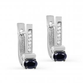 Серьги из белого золота KABAROVSKY K12-11749-11100 с бриллиантом и сапфиром K12-11749-11100 фото