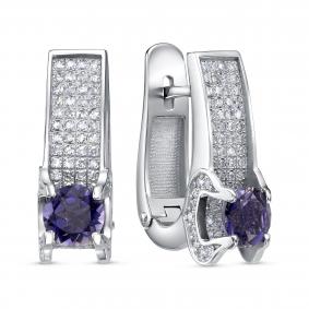 Серьги из белого золота KABAROVSKY K12-11807-21300 с бриллиантом и иолитом K12-11807-21300 фото