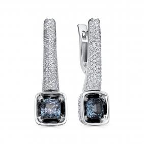 Серьги из белого золота KABAROVSKY K12-11831-82300 с бриллиантом и шпинелью K12-11831-82300 фото