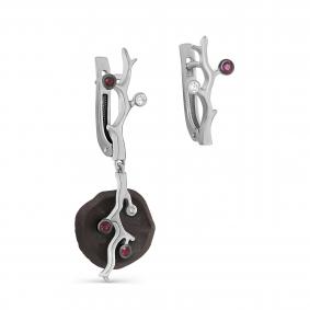 Золотые серьги KABAROVSKY K12-11864-12289 с бриллиантом и рубином K12-11864-12289 фото