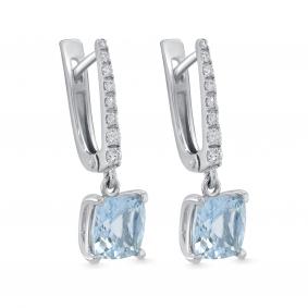 Серьги из белого золота KABAROVSKY K12-11886-10300 с бриллиантом и аквамарином K12-11886-10300 фото