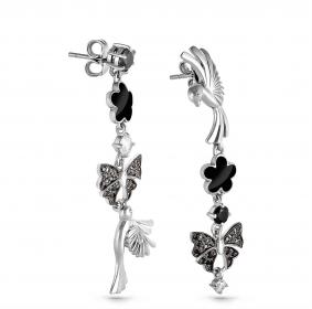 Серебряные серьги KABAROVSKY K12-119-0902 с эмалью и Swarovski K12-119-0902 фото