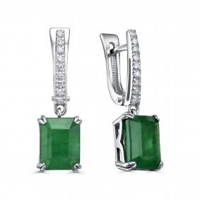 Серьги из белого золота KABAROVSKY K12-11941-1200 с бриллиантом и изумрудом K12-11941-1200 фото