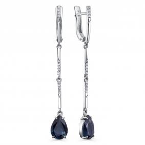 Серьги из белого золота KABAROVSKY K12-11953-2300 с бриллиантом и Лондон топазом K12-11953-2300 фото