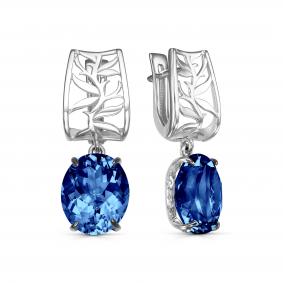 Серьги из белого золота KABAROVSKY K12-11990-2389 с бриллиантом и Лондон топазом K12-11990-2389 фото