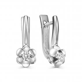 Серьги из белого золота KABAROVSKY K12-12011-1000 с бриллиантом K12-12011-1000 фото