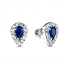 Серьги из белого золота KABAROVSKY K12-12024-1189 с бриллиантом и сапфиром K12-12024-1189 фото