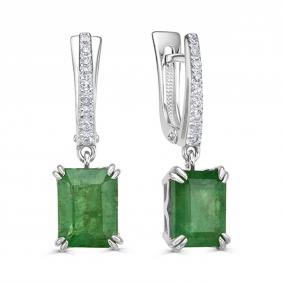 Серьги из белого золота KABAROVSKY K12-12033-1200 с бриллиантом и изумрудом K12-12033-1200 фото