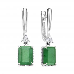 Золотые серьги KABAROVSKY K12-12037-1200 с бриллиантом и изумрудом K12-12037-1200 фото