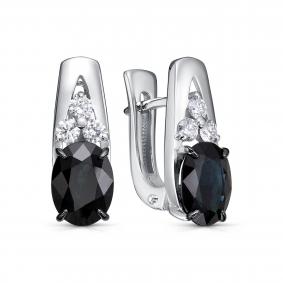 Серьги из белого золота KABAROVSKY K12-12081-1189 с бриллиантом и сапфиром K12-12081-1189 фото