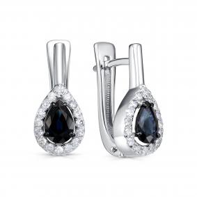Серьги из белого золота KABAROVSKY K12-12083-1189 с бриллиантом и сапфиром K12-12083-1189 фото