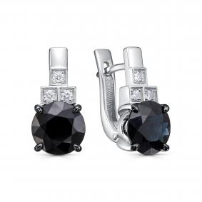 Серьги из белого золота KABAROVSKY K12-12092-1189 с бриллиантом и сапфиром K12-12092-1189 фото