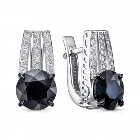 Серьги из белого золота KABAROVSKY K12-12122-1189 с бриллиантом и сапфиром K12-12122-1189 фото