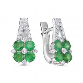 Серьги из белого золота KABAROVSKY K12-12125-1200 с бриллиантом и изумрудом K12-12125-1200 фото