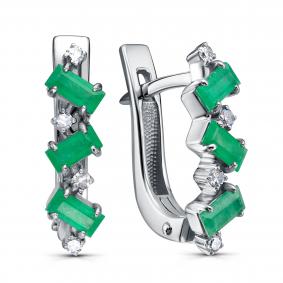 Серьги из белого золота KABAROVSKY K12-12145-1200 с бриллиантом и изумрудом K12-12145-1200 фото