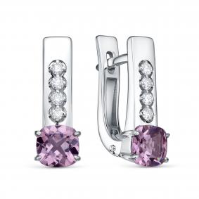 Серьги из белого золота KABAROVSKY K12-12191-82889 с бриллиантом и шпинелью K12-12191-82889 фото