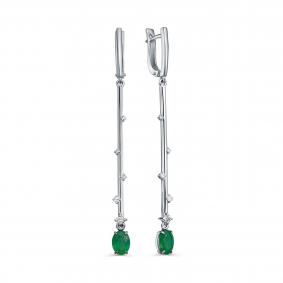 Серьги из белого золота KABAROVSKY K12-12233-1200 с бриллиантом и изумрудом K12-12233-1200 фото