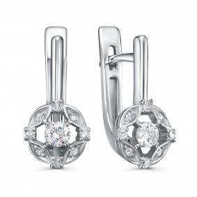 Серьги из белого золота KABAROVSKY K12-12239-1000 с бриллиантом K12-12239-1000 фото