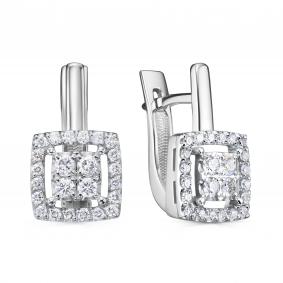 Серьги из белого золота KABAROVSKY K12-12258-1000 с бриллиантом K12-12258-1000 фото