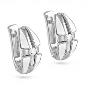 Серьги из белого золота KABAROVSKY K12-1249-1010 с бриллиантом и эмалью K12-1249-1010 фото