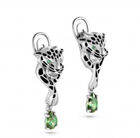 Серебряные серьги KABAROVSKY K12-134-30402 с эмалью и Swarovski K12-134-30402 фото