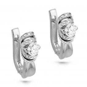 Серьги из белого золота KABAROVSKY K12-1388-1000 с бриллиантом K12-1388-1000 фото