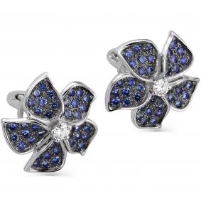Серьги из белого золота KABAROVSKY K12-1395-1100 с бриллиантом и сапфиром K12-1395-1100 фото