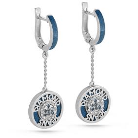 Серьги из белого золота KABAROVSKY K12-1437-1003 с бриллиантом и эмалью K12-1437-1003 фото