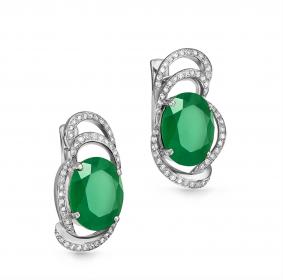 Серьги из белого золота KABAROVSKY K12-1450-1900 с бриллиантом и ониксом K12-1450-1900 фото