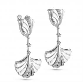 Серьги из белого золота KABAROVSKY K12-1595-1010 с бриллиантом и эмалью K12-1595-1010 фото