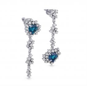 Серьги из белого золота KABAROVSKY K12-1662-2300 с бриллиантом и Лондон топазом K12-1662-2300 фото