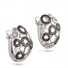 Серьги из белого золота KABAROVSKY K12-1694-3000 с чёрным бриллиантом K12-1694-3000 фото