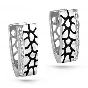 Серьги из белого золота KABAROVSKY K12-1709-1002 с бриллиантом и эмалью K12-1709-1002 фото