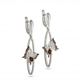 Серьги из белого золота KABAROVSKY K12-1780-2800 с бриллиантом и раухтопазом K12-1780-2800 фото
