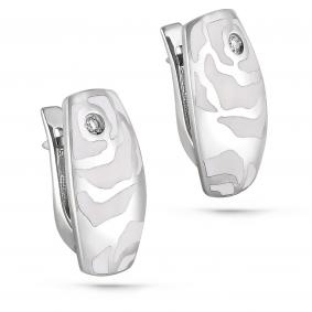 Серьги из белого золота KABAROVSKY K12-1812-1010 с бриллиантом и эмалью K12-1812-1010 фото