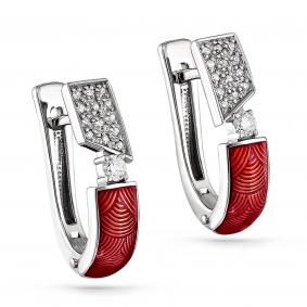 Серьги из белого золота KABAROVSKY K12-1925-1014 с бриллиантом и эмалью K12-1925-1014 фото