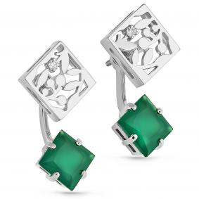 Серьги из белого золота KABAROVSKY K12-1989-4200 с бриллиантом и ониксом K12-1989-4200 фото