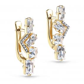 Серьги из лимонного золота KABAROVSKY K12-21124-5500 с бриллиантом и горным хрусталём K12-21124-5500 фото
