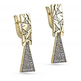 Серьги из лимонного золота KABAROVSKY K12-21147-6002 с бриллиантом, эмалью и коньячным бриллиантом K12-21147-6002 фото