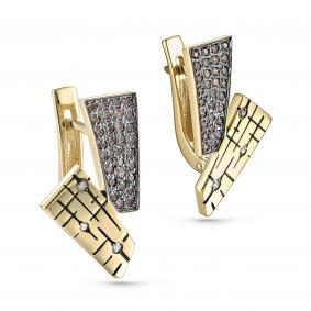Серьги из лимонного золота KABAROVSKY K12-21151-6002 с бриллиантом и эмалью K12-21151-6002 фото