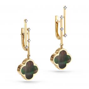 Серьги из лимонного золота KABAROVSKY K12-21188-8600 с бриллиантом и перламутром K12-21188-8600 фото