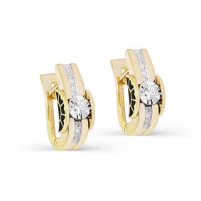 Серьги из лимонного золота KABAROVSKY K12-21383-1002 с бриллиантом и эмалью K12-21383-1002 фото