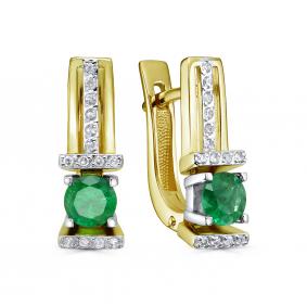 Серьги из лимонного золота KABAROVSKY K12-21419-1200 с бриллиантом и изумрудом K12-21419-1200 фото