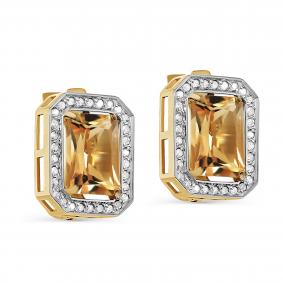 Серьги из лимонного золота KABAROVSKY K12-21429-2900 с бриллиантом и цитрином K12-21429-2900 фото