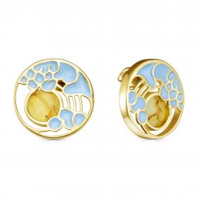 Серьги из лимонного золота KABAROVSKY K12-21431-10607 с янтарём и эмалью K12-21431-10607 фото