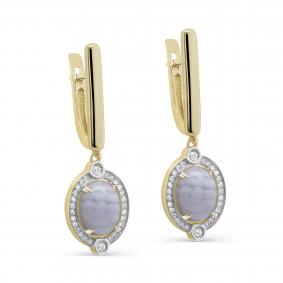 Серьги из лимонного золота KABAROVSKY K12-21488-1700 с бриллиантом и агатом K12-21488-1700 фото