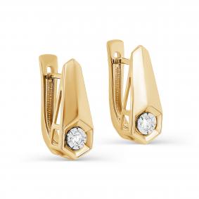 Серьги из лимонного золота KABAROVSKY K12-21497-1000 с бриллиантом K12-21497-1000 фото