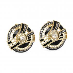 Серьги из лимонного золота KABAROVSKY K12-21559-9202 с бриллиантом и эмалью K12-21559-9202 фото